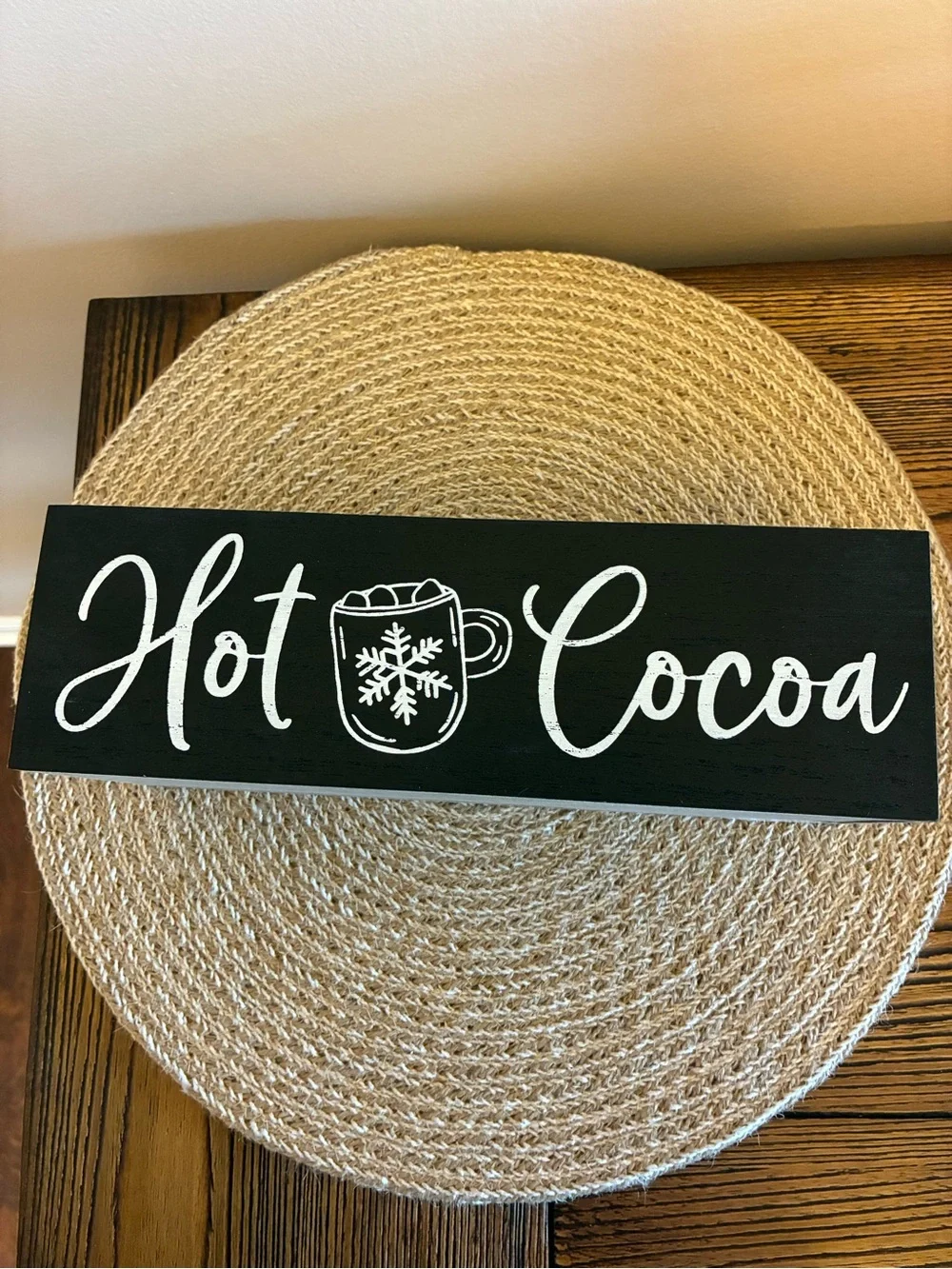 Hobby Lobby Black Wooden 'Hot Cocoa' Vanity Tray
